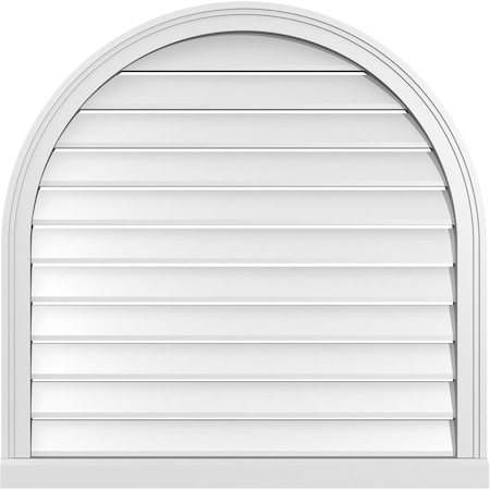 Ekena Millwork Round Top Surface Mount PVC Gable Vent: Functional, w/ 2"W x 2"P Brickmould Sill Frame, 34"W x 34"H GVPRT34X3403SF